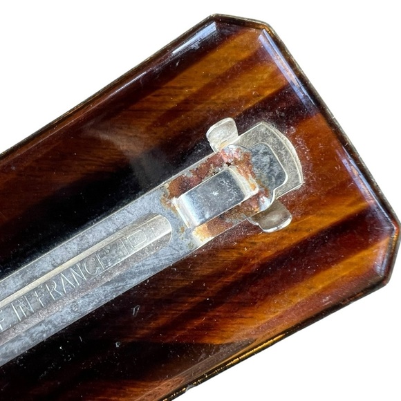 Vintage Tortoise Shell Hair Clip Made in France Rectangular Clipped Corners FLAW - Picture 8 of 11